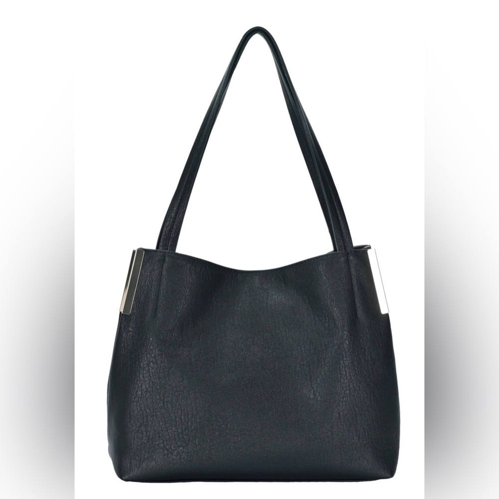 Madison West Elizabeth Black Triple Compartment Hobo - Like New